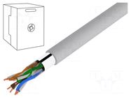 Wire; F/UTP; 4x2x24AWG; 5e; wire; Cu; Insulation: PVC; grey; 305m DIGITUS