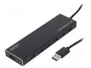 Hub USB; DC,USB A socket x7,USB B micro socket; USB 3.0; black DIGITUS