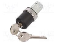 Switch: rotary with key; 22mm; Stabl.pos: 2; black; none; IP67 