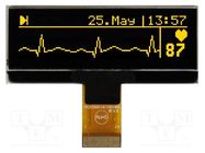 Display: OLED; graphical; 2.22"; 128x32; Dim: 62x24x2.35mm; yellow DISPLAY VISIONS