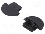 Cap for LED profiles; black; 2pcs; ABS; GROOVE10 TOPMET