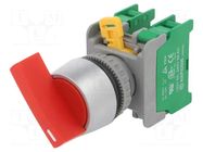 Switch: rotary; 22mm; Stabl.pos: 1; NO x2; red; 3A/230VAC; IP65 AUSPICIOUS