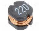 Inductor: wire; SMD; 22uH; 378mΩ; -40÷125°C; ±20%; 4x4.5x3.2mm TRACO POWER