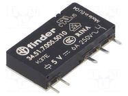 Relay: electromagnetic; SPDT; Ucoil: 5VDC; Icontacts max: 6A; 34.51 FINDER