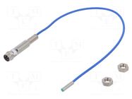 Sensor: inductive; OUT: PNP / NO; 0÷0.8mm; 10÷30VDC; Ø3; 0.2m; IP67 BAUMER
