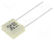 Capacitor: polyester; 2.2nF; 63VAC; 100VDC; 5mm; ±10%; R82; THT; tape KEMET
