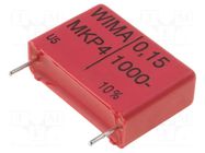 Capacitor: polypropylene; 150nF; 1kVDC; 400VAC; 8.5x18.5x26.5mm WIMA