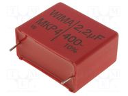 Capacitor: polypropylene; 2.2uF; 15x26x31.5mm; THT; ±10%; 27.5mm WIMA