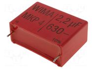 Capacitor: polypropylene; 2.2uF; 630VDC; 280VAC; 17x29x41.5mm; THT WIMA