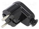 Connector: AC supply; male; plug; 2P; 230VAC; 16A; black; for cable PLASTROL