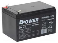 Re-battery: acid-lead; 12V; 12Ah; AGM; maintenance-free; 3.8kg; BPE BPOWER