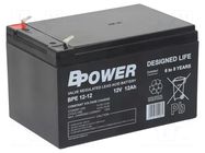 Re-battery: acid-lead; 12V; 12Ah; AGM; maintenance-free; 3.8kg; BPE BPOWER