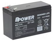Re-battery: acid-lead; 12V; 7.2Ah; AGM; maintenance-free; 2.25kg BPOWER
