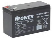 Re-battery: acid-lead; 12V; 7.2Ah; AGM; maintenance-free; 2.25kg BPOWER