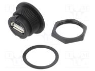 Socket; USB A; for panel mounting,screw; THT; straight; USB 2.0 AMPHENOL LTW