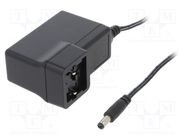 Power supply: switching; mains,plug; 24VDC; 2.5A; 60W; Out: 5,5/2,1 MEAN WELL