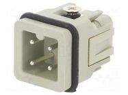 Connector: HDC; contact insert; male; HDC; PIN: 4; 10A; 250V; 3+PE TE Connectivity