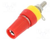 Connector: 4mm banana; socket; 15A; 250VDC; L: 42mm; red; on panel CLIFF