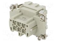 Connector: HDC; contact insert; female; HE; PIN: 6; 16A; 500V; 6+PE TE Connectivity