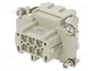 Connector: HDC; contact insert; female; HE; PIN: 6; 16A; 500V; 6+PE TE Connectivity