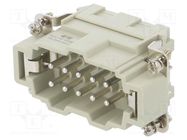 Connector: HDC; contact insert; male; HE; PIN: 10; 10+PE; size 4; 16A TE Connectivity