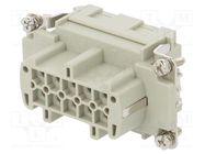 Connector: HDC; contact insert; female; HE; PIN: 10; 10+PE; size 4 TE Connectivity