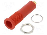 Connector: 4mm banana; socket; 16A; 6000V; red; gold-plated SCHÜTZINGER