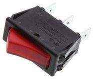 ROCKER SWITCH, ILLUM, SPST, RED, PANEL