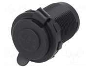 USB power supply; USB A socket x2; Sup.volt: 12÷24VDC; 5V/2.1A SCI