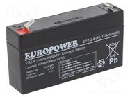 Re-battery: acid-lead; 6V; 1.2Ah; AGM; maintenance-free; EP EUROPOWER