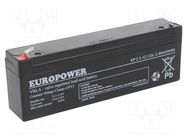 Re-battery: acid-lead; 12V; 2.3Ah; AGM; maintenance-free; EP EUROPOWER