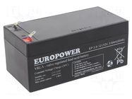Re-battery: acid-lead; 12V; 3.6Ah; AGM; maintenance-free; EP EUROPOWER