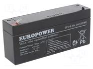 Re-battery: acid-lead; 6V; 3Ah; AGM; maintenance-free; EP EUROPOWER