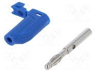 Plug; 4mm banana; 32A; 33VAC; 70VDC; blue; Max.wire diam: 4mm SCHÜTZINGER