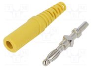 Plug; 4mm banana; 32A; 33VAC; 70VDC; yellow; non-insulated; 2.5mm2 SCHÜTZINGER