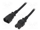 Cable; 3x14AWG; IEC C14 male,IEC C15 female; PVC; 1m; black; 15A LIAN DUNG