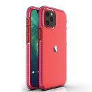 Spring Case clear TPU gel protective cover with colorful frame for iPhone 12 mini light pink, Hurtel