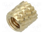 Threaded insert; brass; without coating; M4; L: 5.9mm; Øout: 5.95mm DREMEC