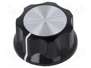 Knob; with flange; plastic; Øshaft: 6.35mm; Ø29.4x16mm; black; PKES TE Connectivity