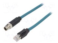 Cable: for sensors/automation; PIN: 8; 1m; 48V; 500mA; IP67; male BULGIN