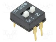 Switch: DIP-SWITCH; Poles number: 2; ON-OFF; 0.1A/24VDC; Pos: 2 TE Connectivity