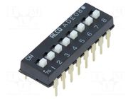 Switch: DIP-SWITCH; Poles number: 8; ON-OFF; 0.1A/24VDC; Pos: 2; THT TE Connectivity