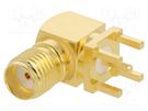 Plug; SMA; female; angled 90°; 50Ω; THT; for cable; PTFE; Mat: brass AMPHENOL RF
