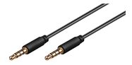 Kabelis 3.5mm 4pin kištukas - 3.5mm 4pin kištukas 1.5m stereo, juodas