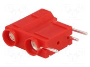 Connector: 4mm banana; socket; 250VDC; 10A; red; silver plated; PCB DELTRON