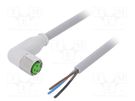 Connection lead; M8; PIN: 3; angled; 3m; plug; 60VAC; -25÷80°C; PVC MURR ELEKTRONIK