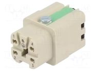 Connector: HDC; contact insert; female; 10A; 250V; Han® A; PIN: 5 HARTING