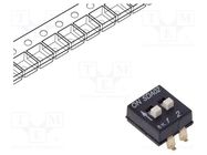 Switch: DIP-SWITCH; Poles number: 2; ON-OFF; 0.025A/24VDC; Pos: 2 C&K