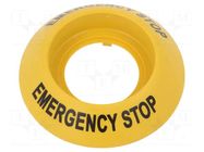 Protective cap; 22mm; 84; -25÷55°C; Ø: 50mm; plastic; Body: yellow EAO