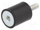 Vibration damper; M4; Ø: 15mm; rubber; L: 10mm; Thread len: 10mm ELESA+GANTER